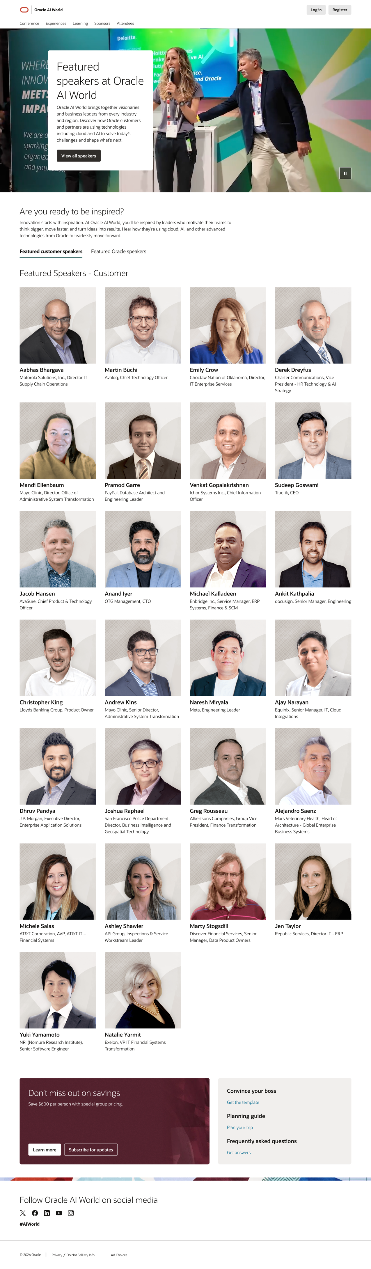 The AI World 2025 featured speakers page
